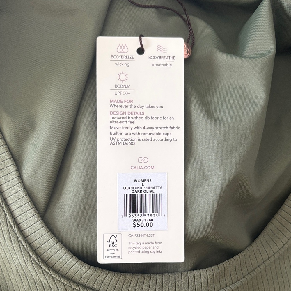 Olive Long Sleeve Ribbed Top - Picture 3 of 3